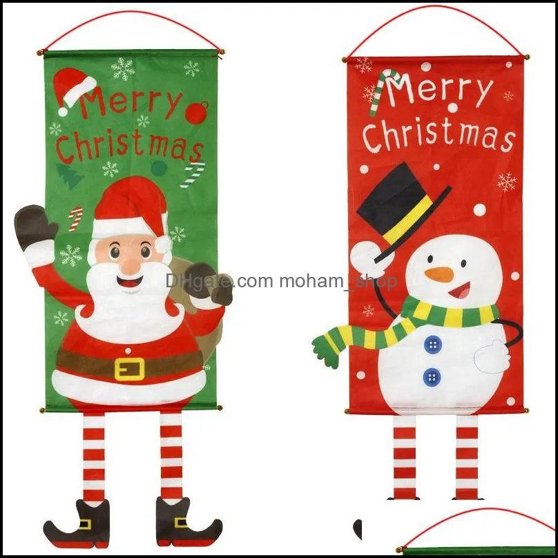 lovely merry christmas decorations home 2020 ornaments hanging cloth year porch shop mall sign xmas door decor hanging flags