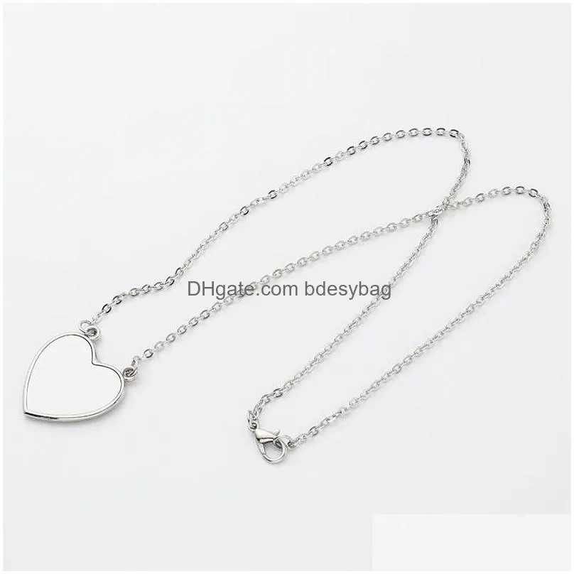 fashion thermal transter sublimation blank necklaces diy heart pendants designer jewelry silver plated christmas for men women love necklace choker