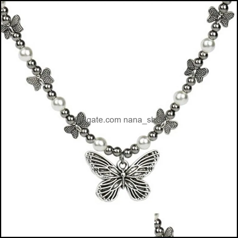 gothic butterfly pendant necklace for women choker aesthetic grunge chain accessories indie collar jewelry friends gift necklaces 3651