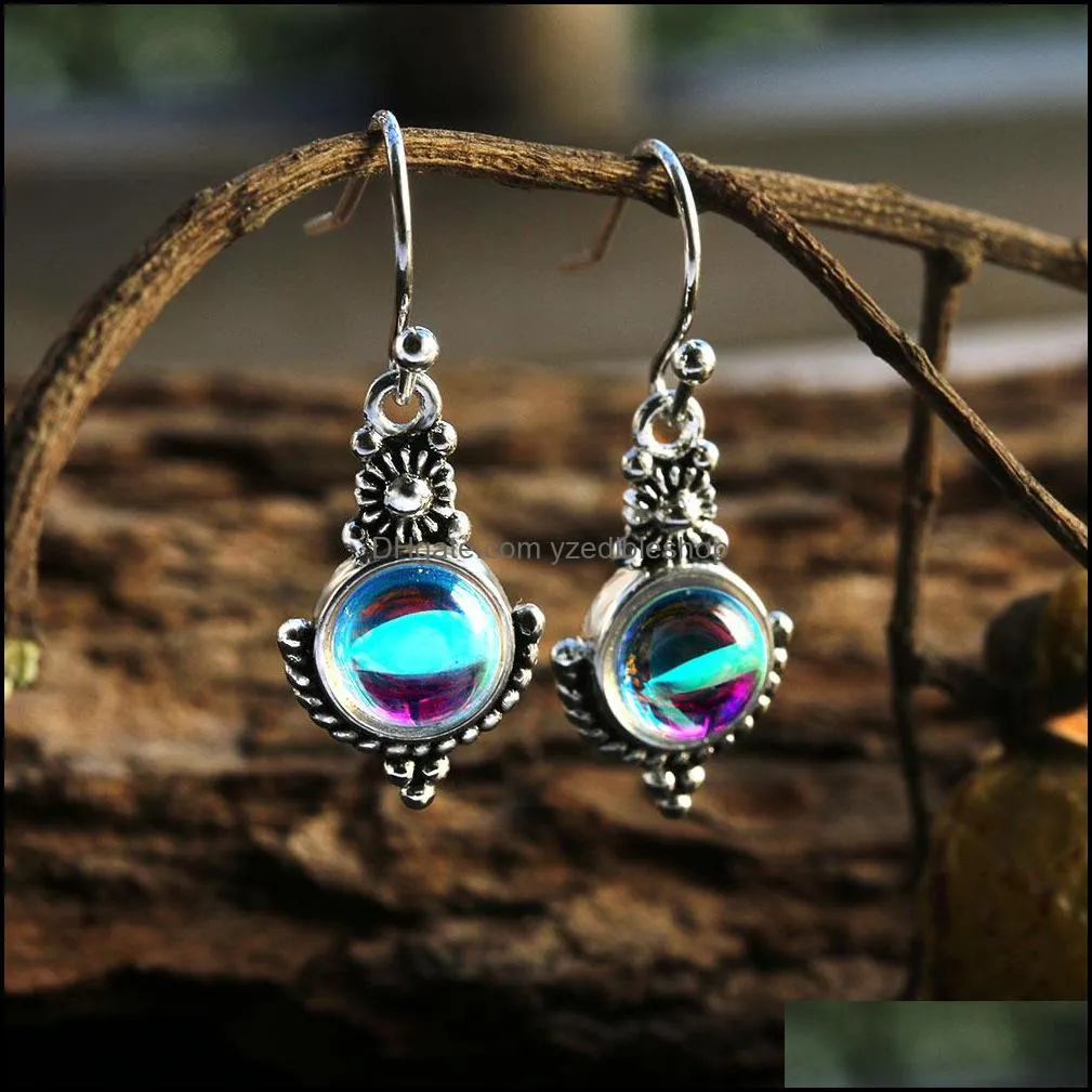 ethnic bohemia dangle drop moonstone earrings for women tibetan silver earring vintage earings fashion jewelry party gifts