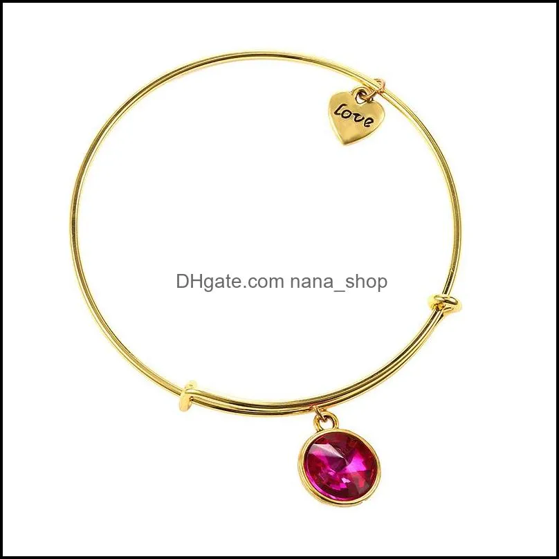 sale birthstone vintage gold expandable wire love charm bracelet bangles for women diy bangle friend birthday gifts 3631 q2