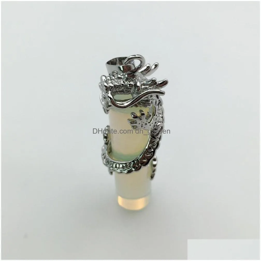 natural crystal dragon holding cylindrical shape chakra stone charms rose quartz pendants for jewelry accessories diy making wholesale