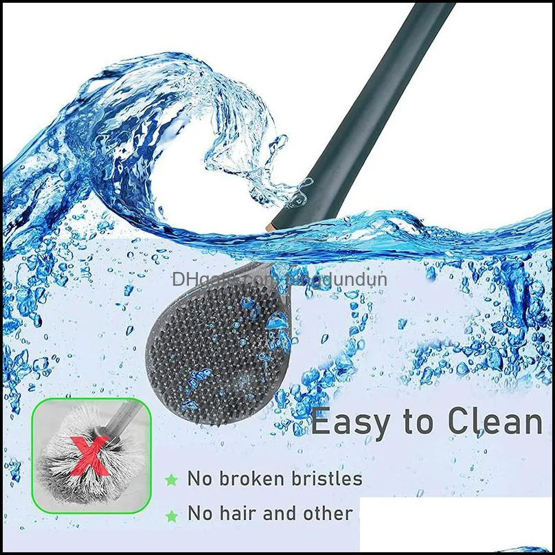 silicone toilet brushes with holder set wallmounted long handled toilet cleaning brush modern hygienic bathroom accessories