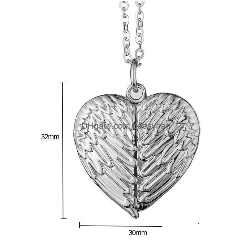fashion sublimation blank angel wing heart necklace designer jewelry valentines day gold silver plated pendant choker locket lovers necklace for women men