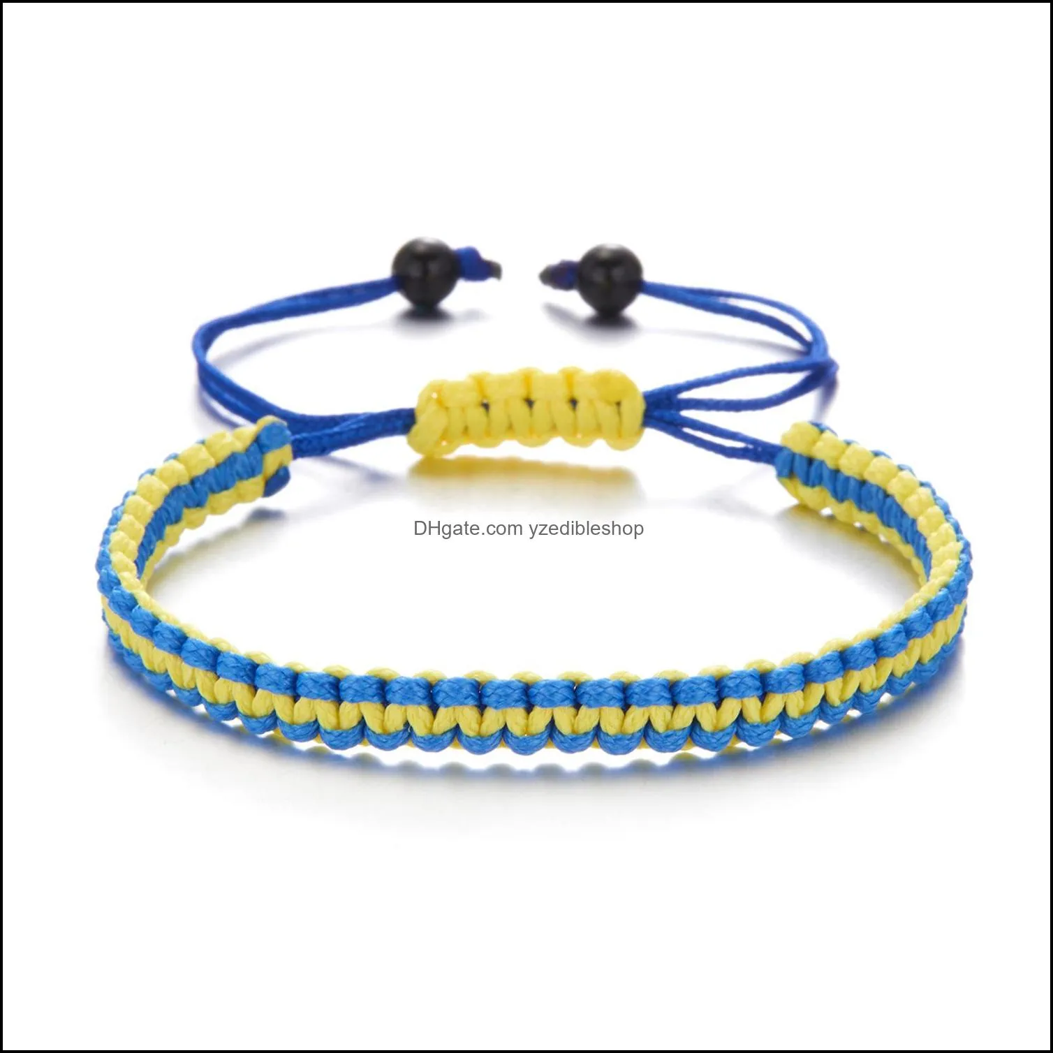 handmade rope daisy sunflower charm bracelets ukraine blue and yellow ethnic friendship bracelet