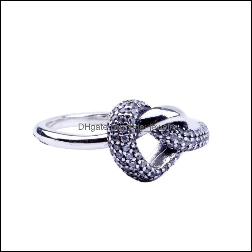 crystal woman jewelry knotted heart ring original box for pandora 925 sterling silver cz diamond women wedding gift jewelry ring 3356