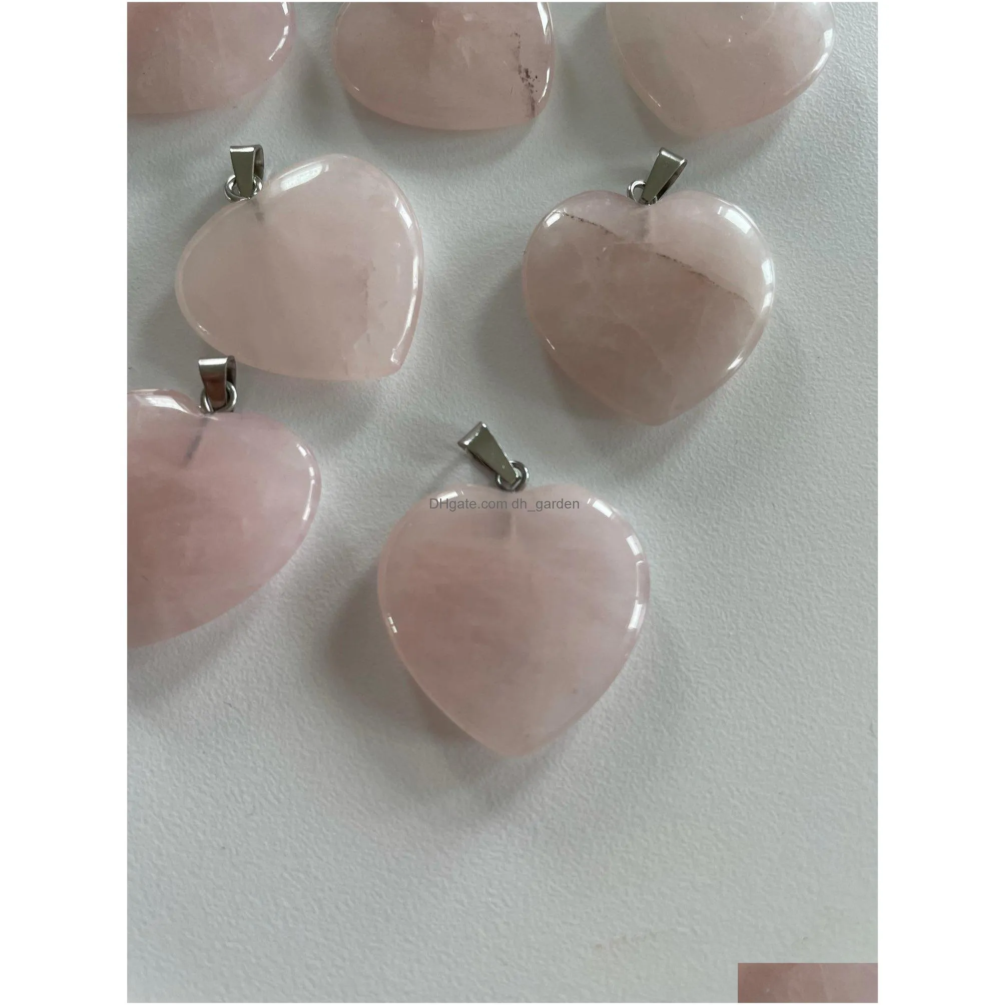 rose quartz heart natural stone charms chakra healing pendant diy necklace earrings jewelry making