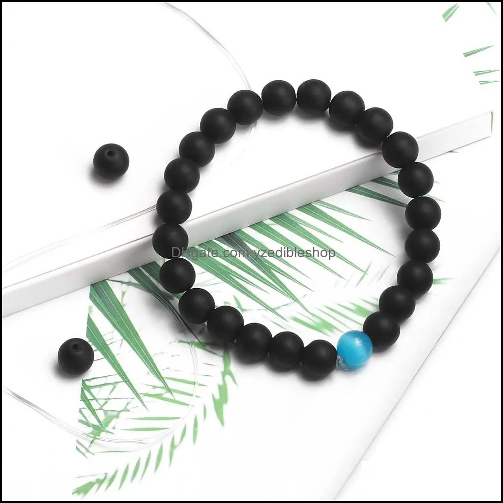 fashion 8mm black matte bead elastic bracelets natural stone bead buddha round bracelet for men women yoga jewelry accessories couple