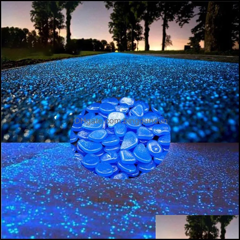 100pcs/lot luminous stones glow in dark decorative pebbles walkways lawn aquarium garden fluorescent bright decorative stones