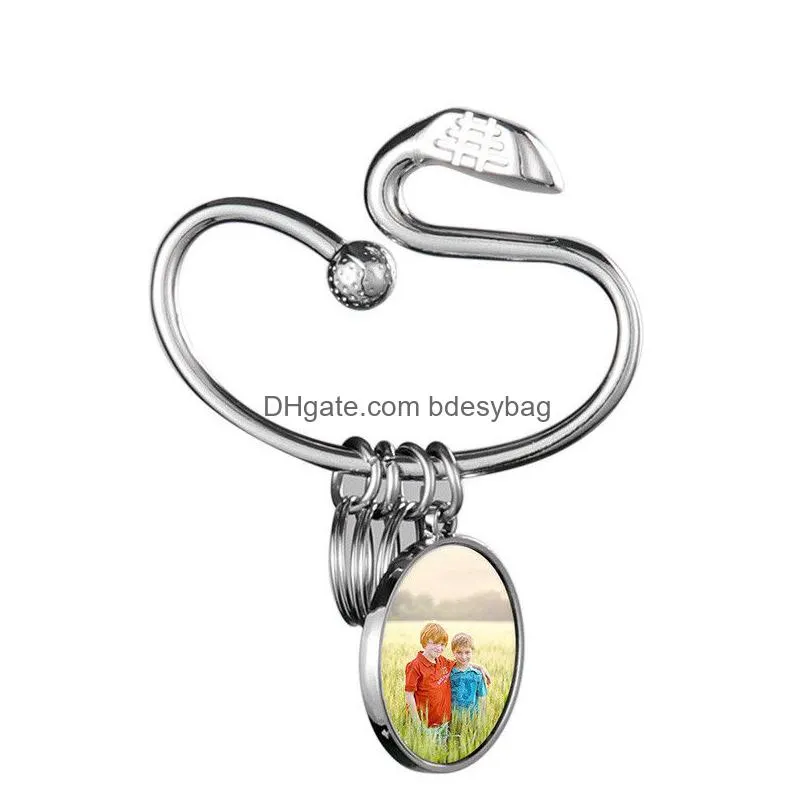 diy sublimation blank keychain golf club shape alloy heart round designer keychain wallet handbag carabiner keychains car key ring for woman man