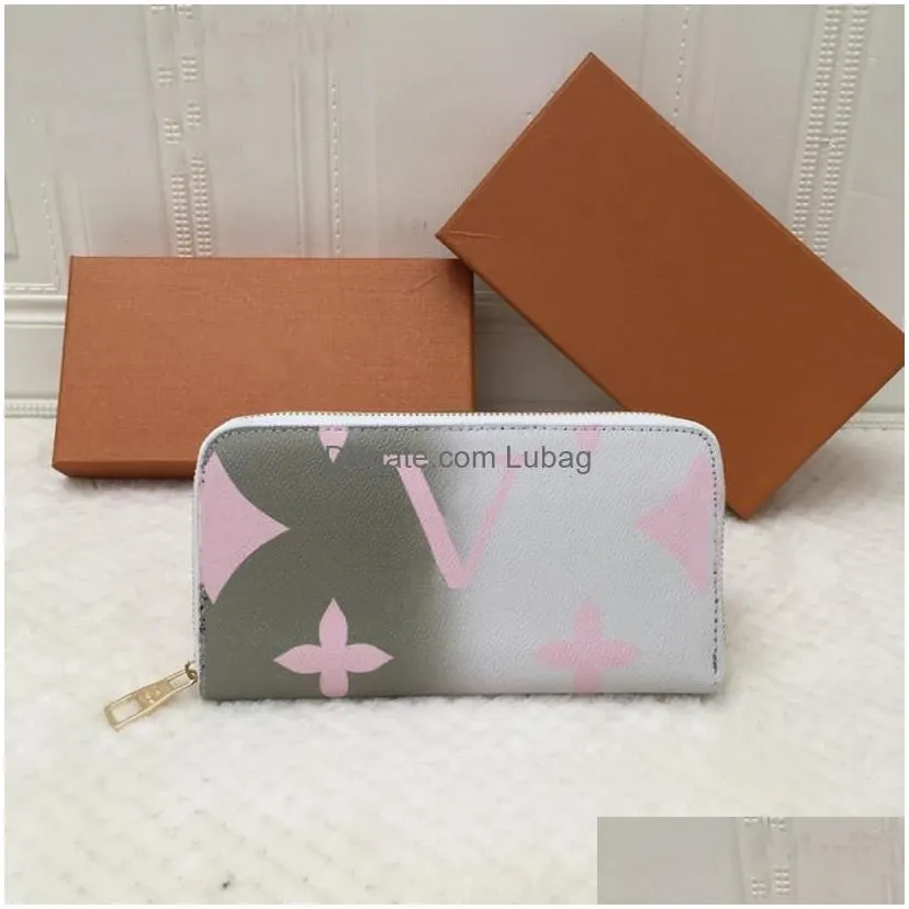 hight quality leather gradient zippy long wallets women luxury bag sarah victorine coin purse card holder designer clutch bags lady purses