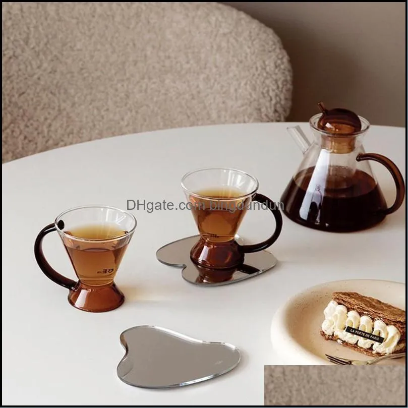 creativity nordic acrylic irregular mirror drink set heat resistant mat cup pad coffee dish drying decor table placemats