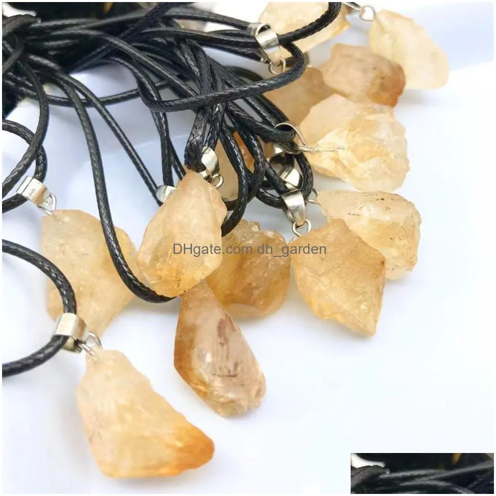 bulk natural yellow crystal stone charms amethyst irregular shape pendants for necklace earrings jewelry making
