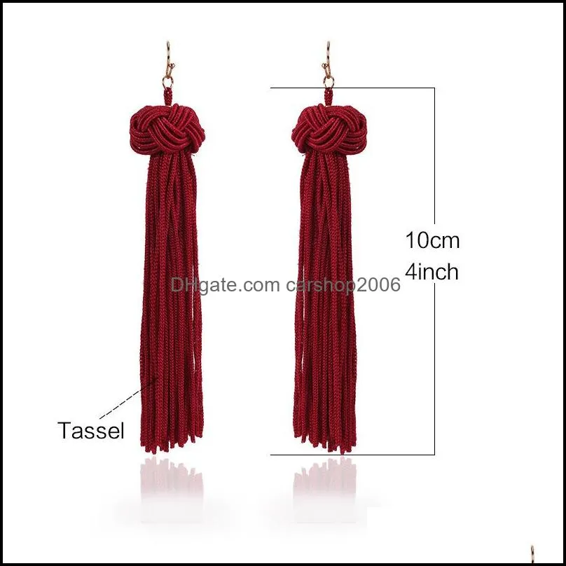 fashion bohemian long tassel drop earrings for women lady vintage ethnic statement knot dangle earring for women girls 2019 jewelry