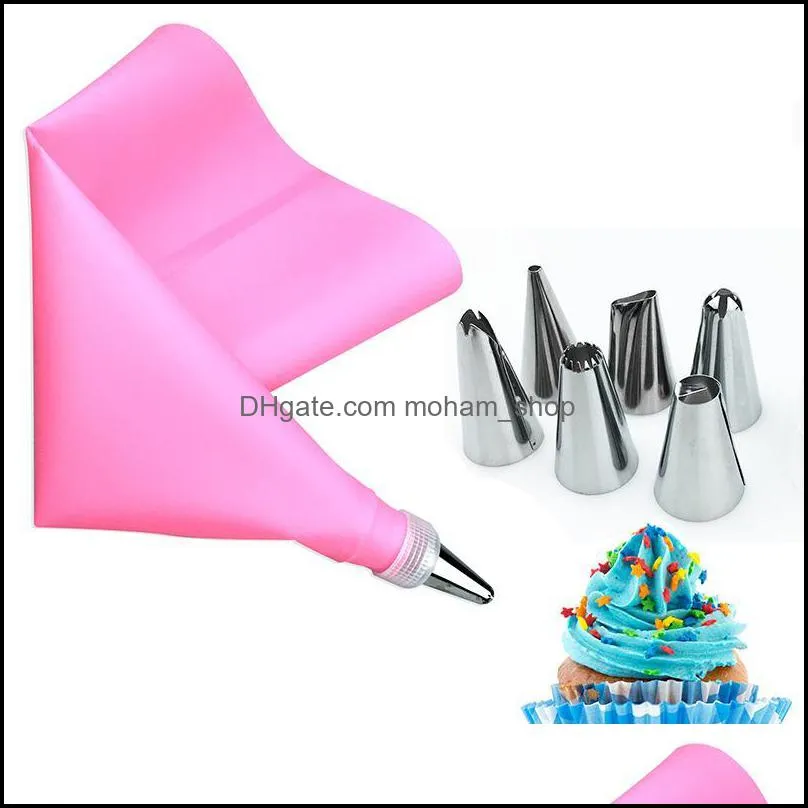 baking pastry tools 8pcs/set bag decorating cake stainless steel icing piping confectionery tool nozzles for cream