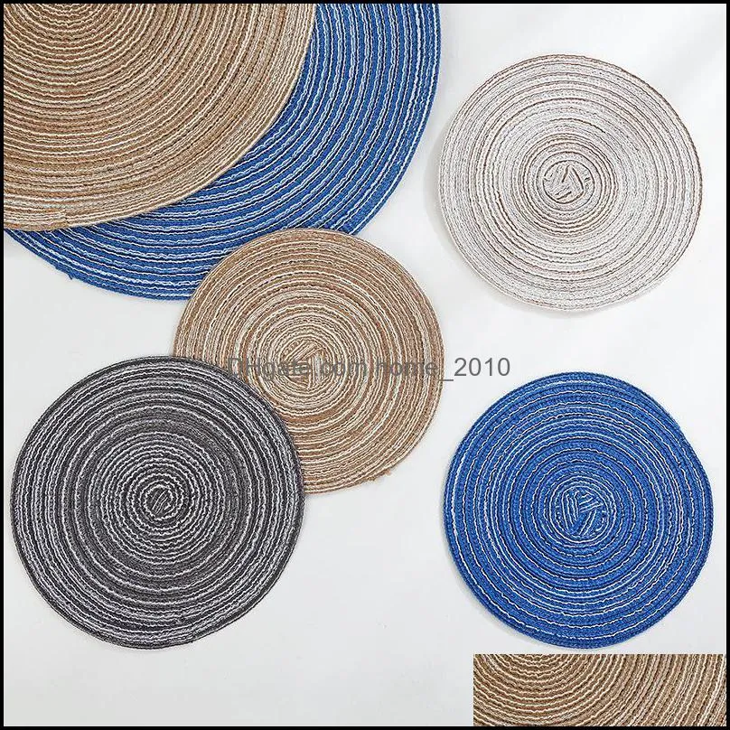 nonslip round placemat table mat cotton linen weave bowl mat insulation heat pad antiscalding cup holder home kitchen supplies