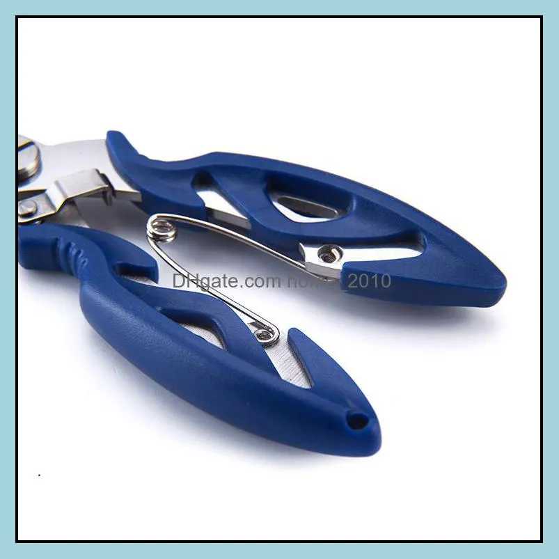 wholesale stainless steel fishing pliers scissors outdoor fisherman line cutter remove hook fishing tackle tool gadget 4 color dh0658