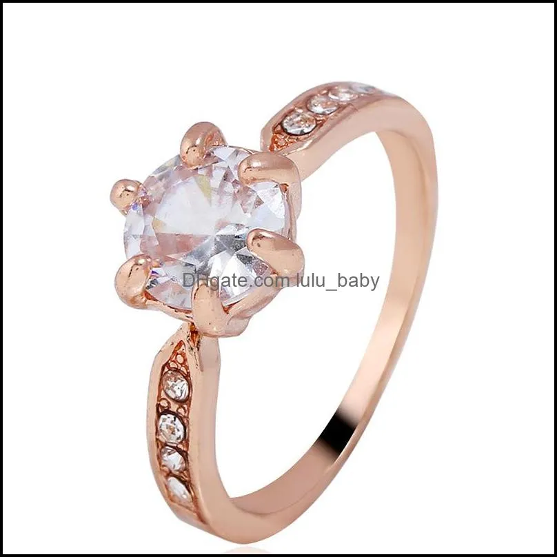 manufacturer wholesale six claw color crystal zircon ring for women wedding jewelry rings