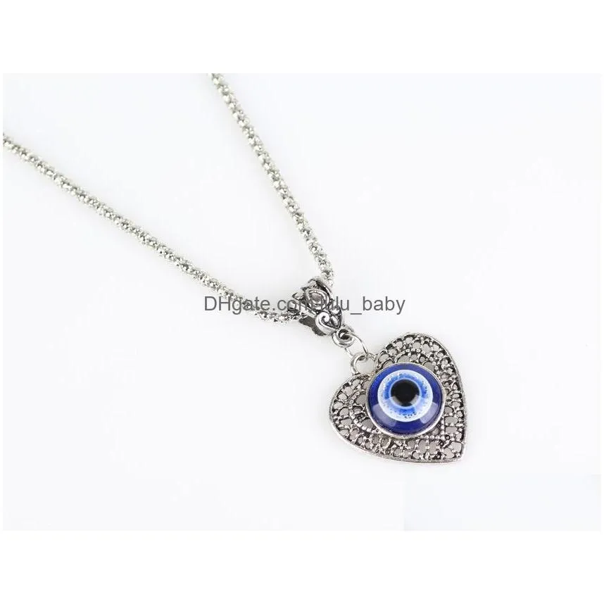 fashion jewelry hollow out heart evil eye necklace blue eyes pendant necklaces