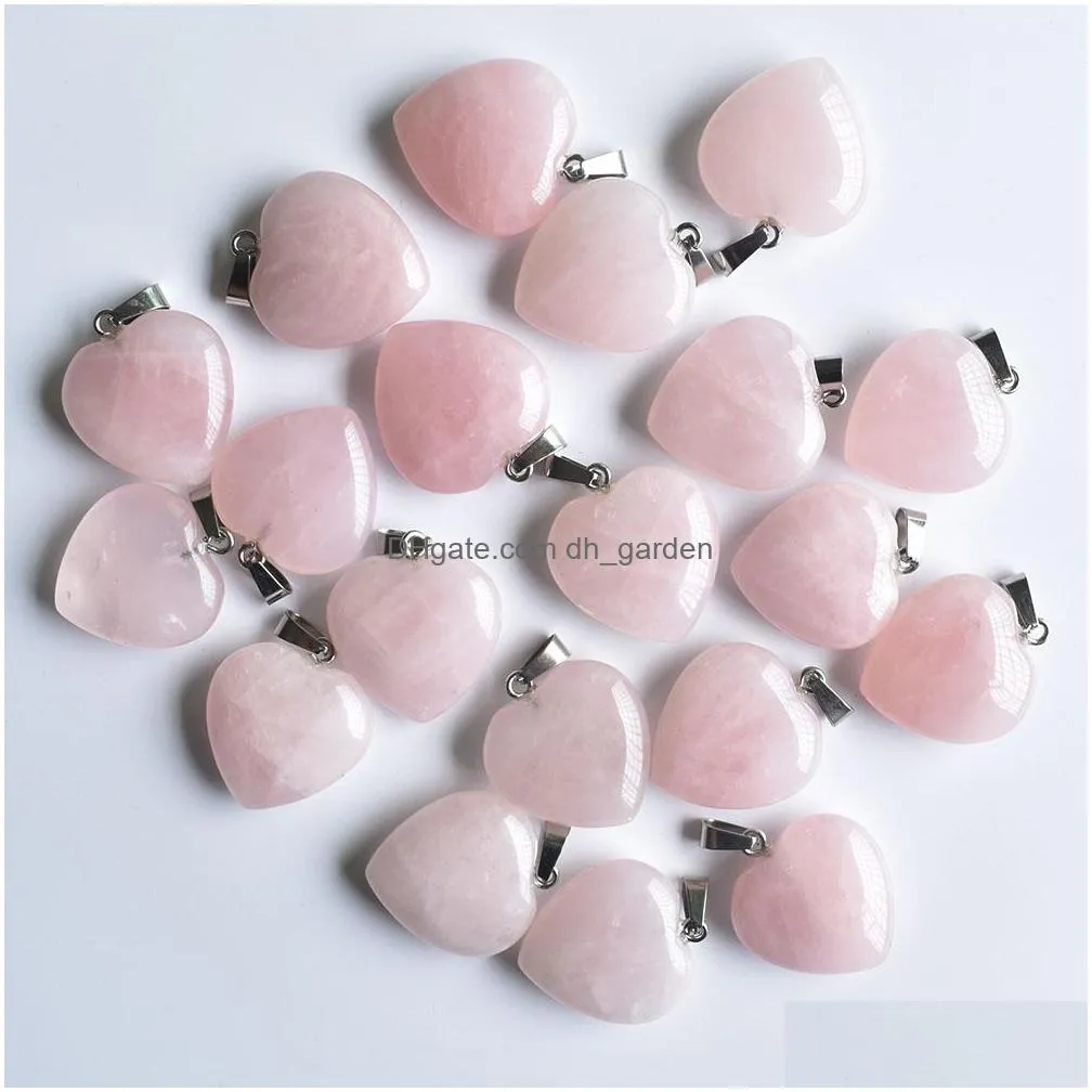 rose quartz heart natural stone charms chakra healing pendant diy necklace earrings jewelry making