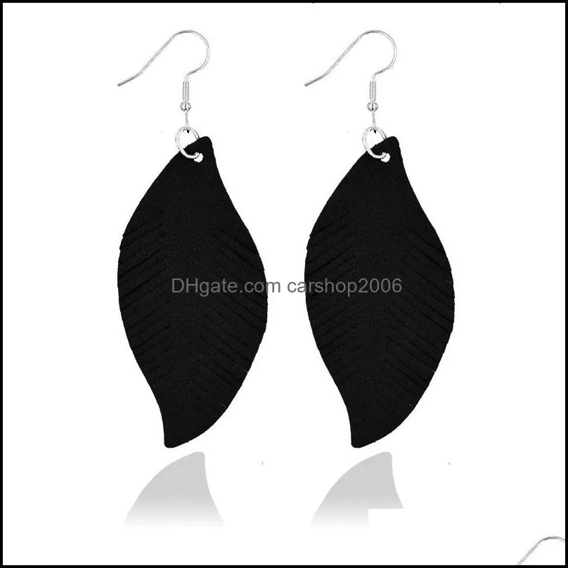  arrival leather leaf earrings fashionable lightweight feather leaf dangle earrings for women girls bohemia statement earring