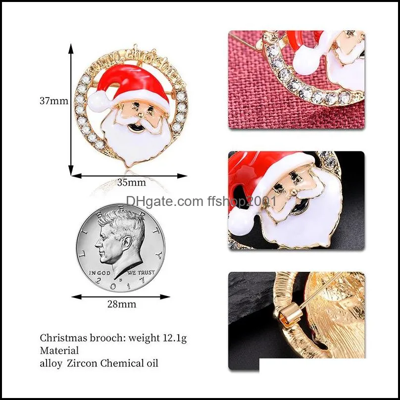 enameled and rhinestones christmas brooches collections high quality santa claus brooch pins for women men clothes jewelry accessory