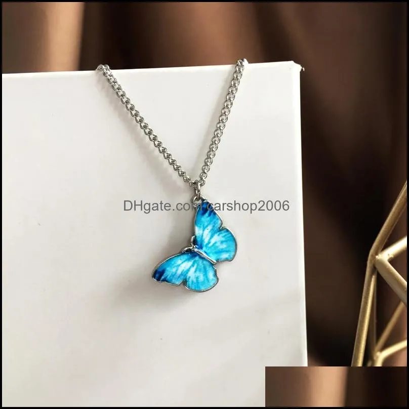 butterfly necklace 2020 fashion blue butterfly pendant necklace for women girls