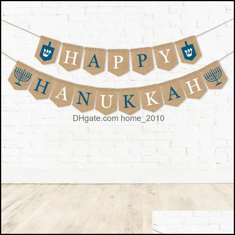 happy hanukkah letters bunting banner burlap rustic supplies