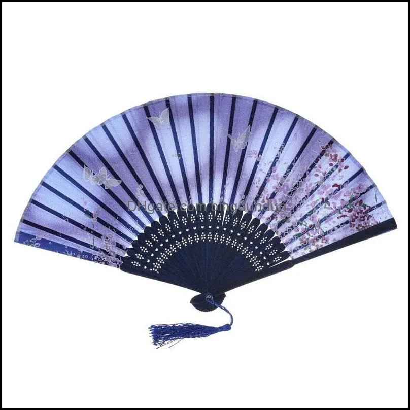 chinese silk fabric folding fan women hand held silk folding bamboo fans chinese japanese style wedding party gift decration