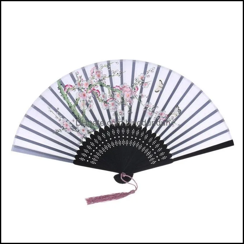 chinese silk fabric folding fan women hand held silk folding bamboo fans chinese japanese style wedding party gift decration