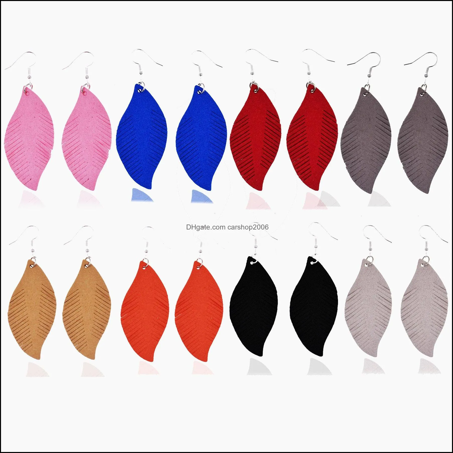  arrival leather leaf earrings fashionable lightweight feather leaf dangle earrings for women girls bohemia statement earring