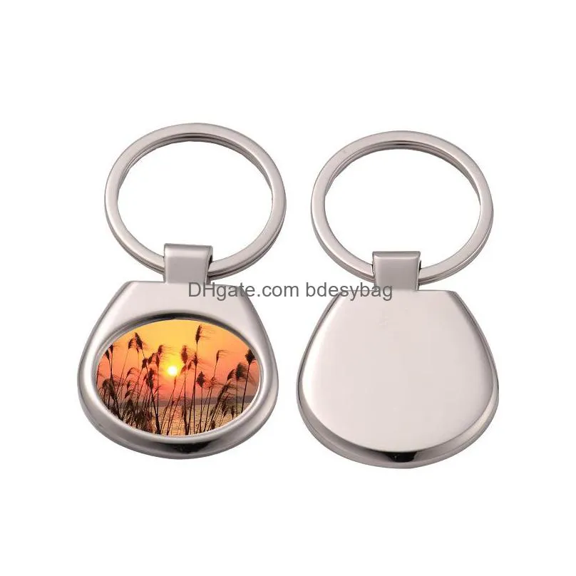 car keychains thermal transter sublimation blank key rings diy concave round rectangle heart alloy silver designer jewelry keychain for gift