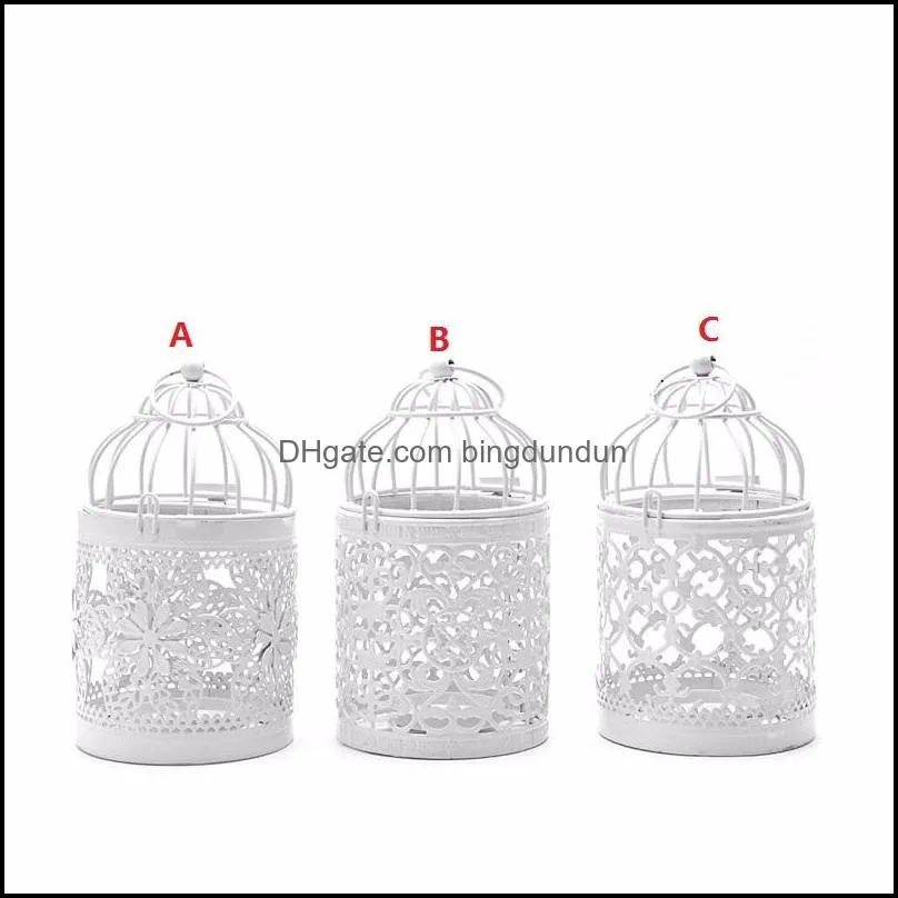 hollow candle holder metal white tealight candlestick hollow flower pattern birdcage candlestick christmas fairy wedding party