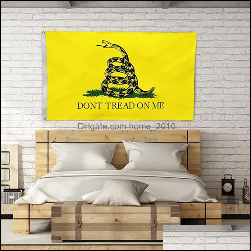 3x5ft yellow snake gadsden state flag tea party dont tread om me flag banner home garden decoration 90x150cm snake flag