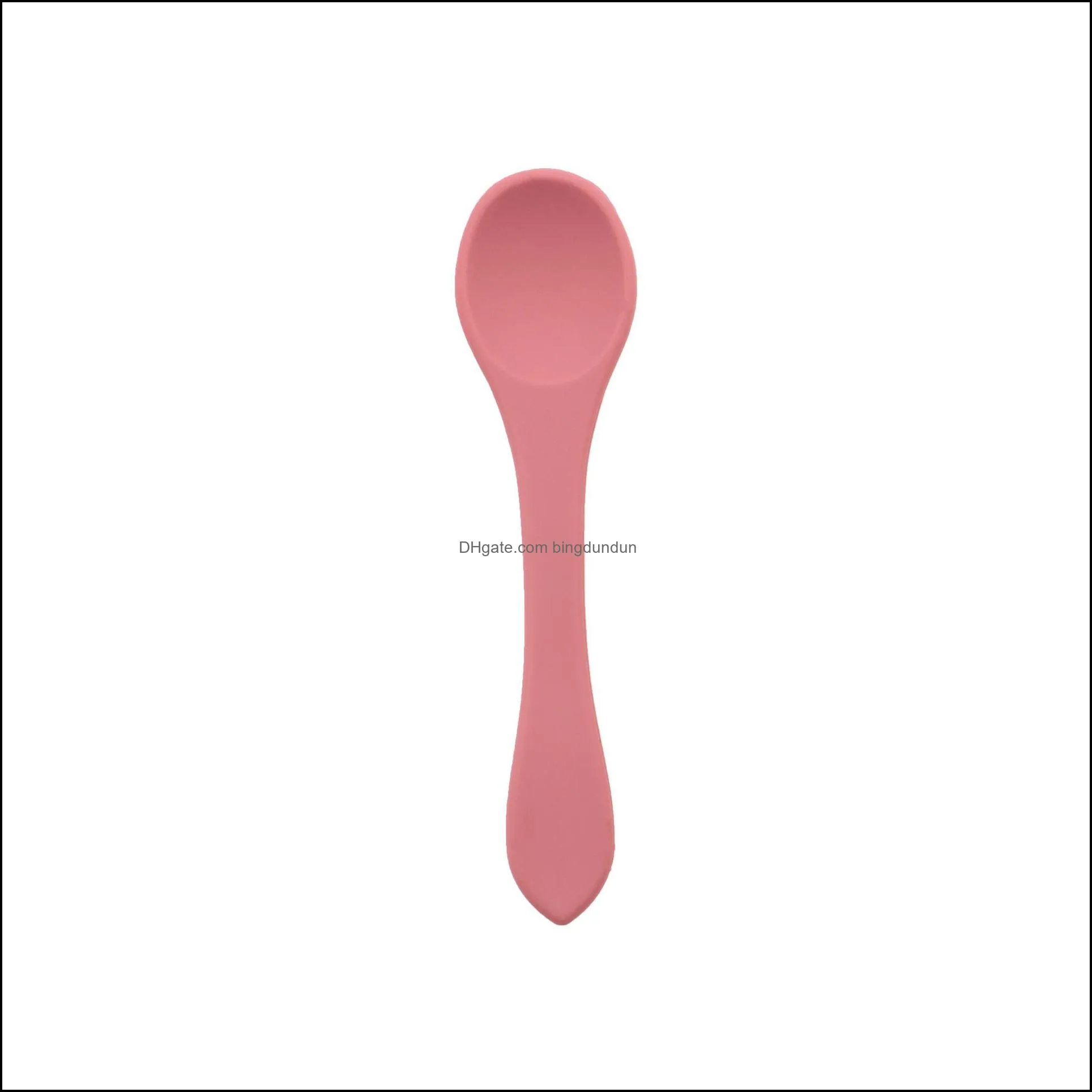 baby platinum silicone spoon baby food supplement feeding training meal soft fork spoon childrens spoons