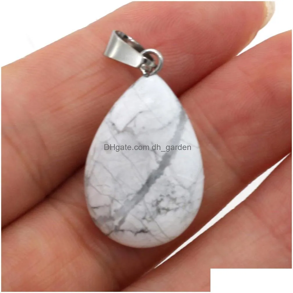 natural stone charms waterdrop pendant rose quartz healing reiki crystal diy necklace earrings women fashion jewelry finding 16x28mm