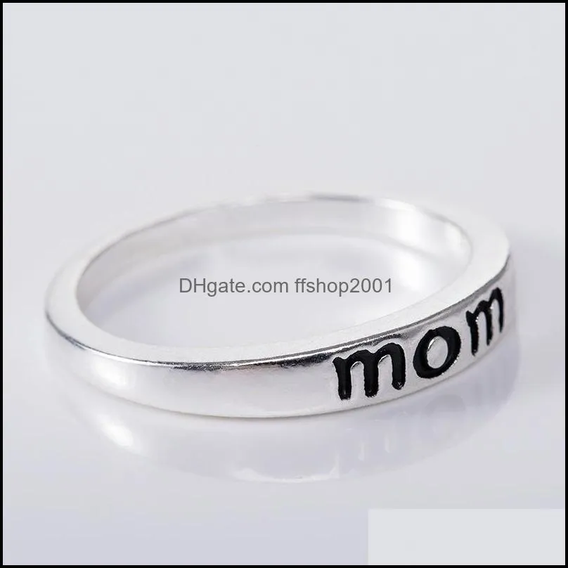  mom dad couple rings steel sliver engraved mother father simple ring for mother fathers day present love jewelry gift