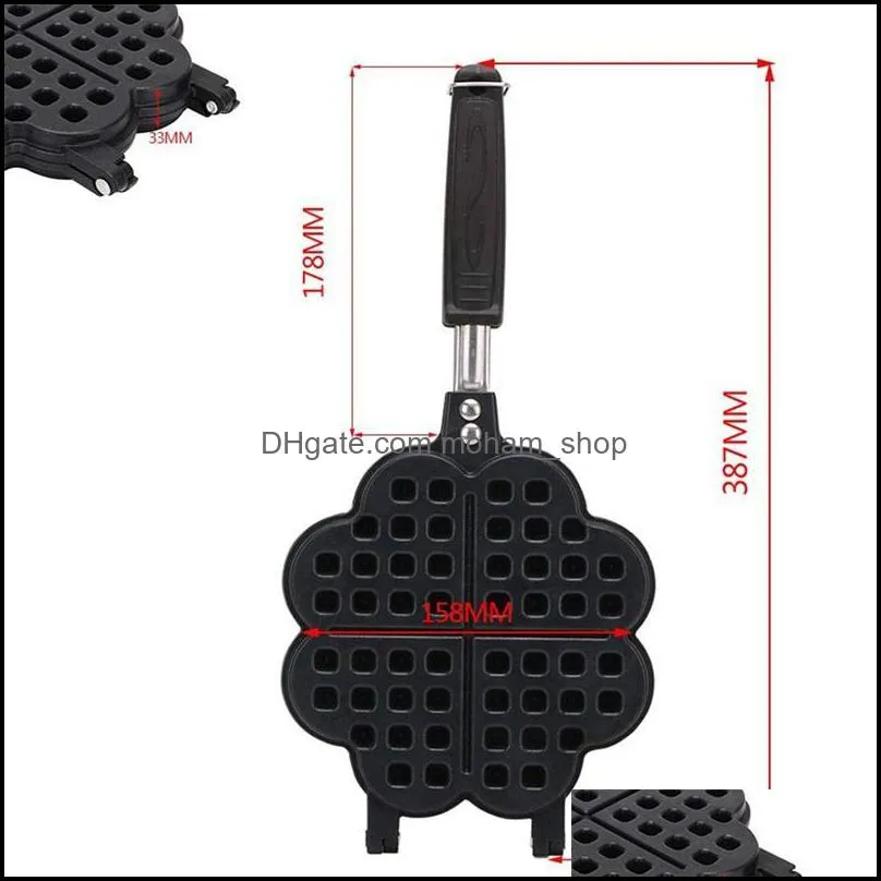 for waffle irons nonstick cast iron maker double side love heart shaped pan for household cafe restaurant baking pastry tools