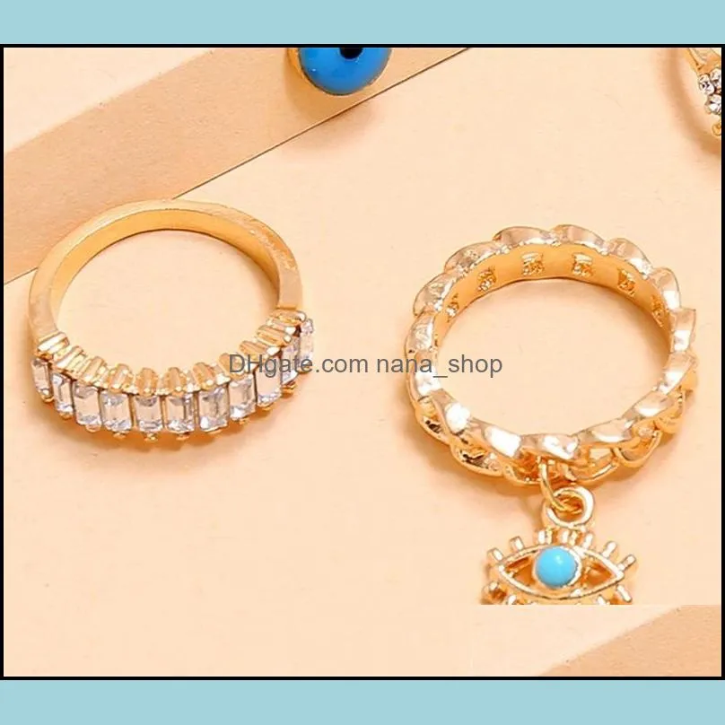 s1717 fashion jewelry vintage ring set punk devils eye hollowed out rings 4pcs/set c3