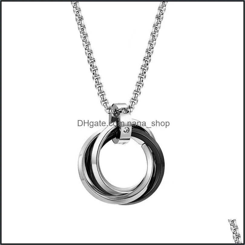 s1800 fashion jewelry three ring necklace stainless steel pendant necklace c3