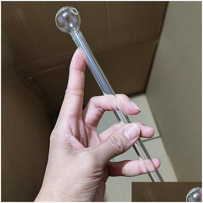 oil burner glass pipe tobacco 20 cm long thick glass smoking tubes 7.9 inch clear pyrex nail tips water pipes for bong dab rig bubble transparent smoking