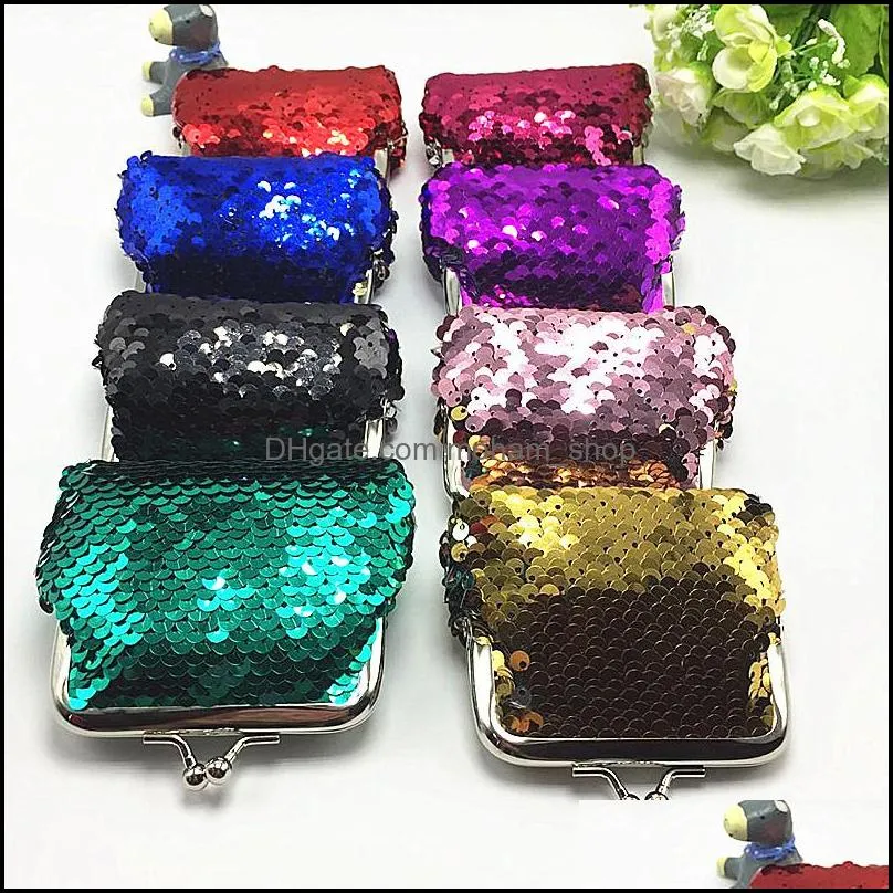  fashion sequins mini wallet clutch pouch portable women sequins coin purses handbags card holder keys earphone bags vt0085