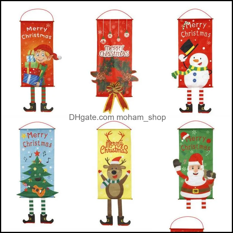 lovely merry christmas decorations home 2020 ornaments hanging cloth year porch shop mall sign xmas door decor hanging flags