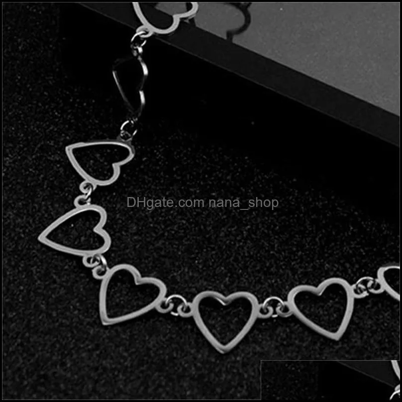 minimalist stainless steel romantic tassel heart pendant women choker necklace punk style bungee girl clavicle chain necklaces 3379 q2