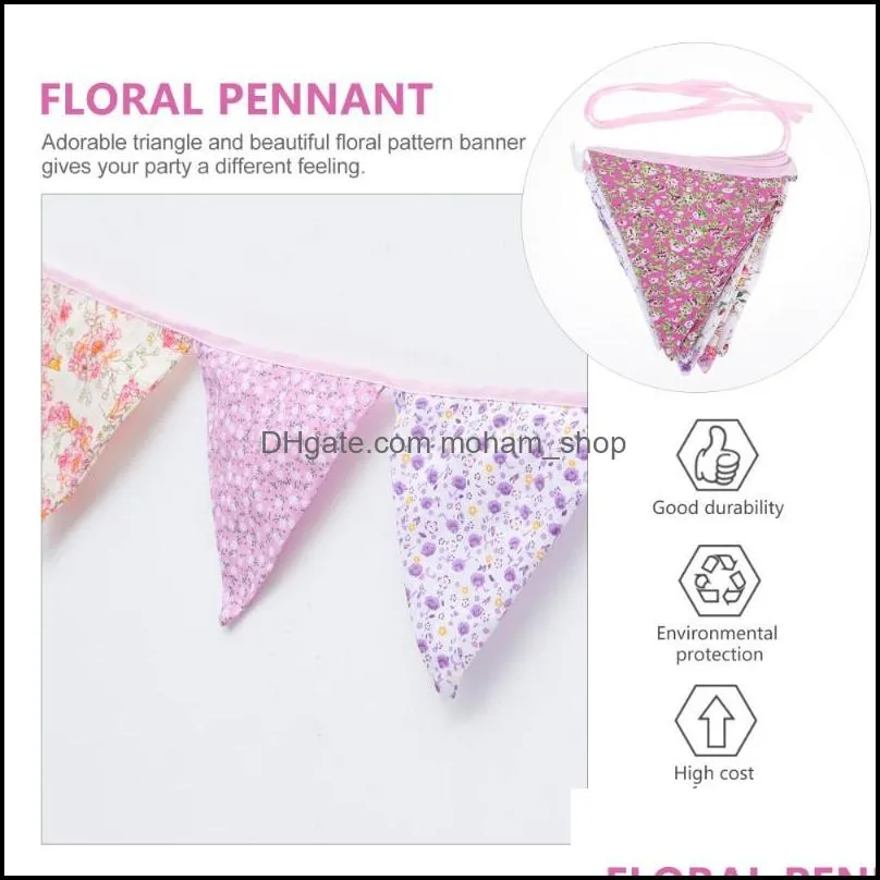 floral bunting banner vintage triangle flag garland for wedding baby shower