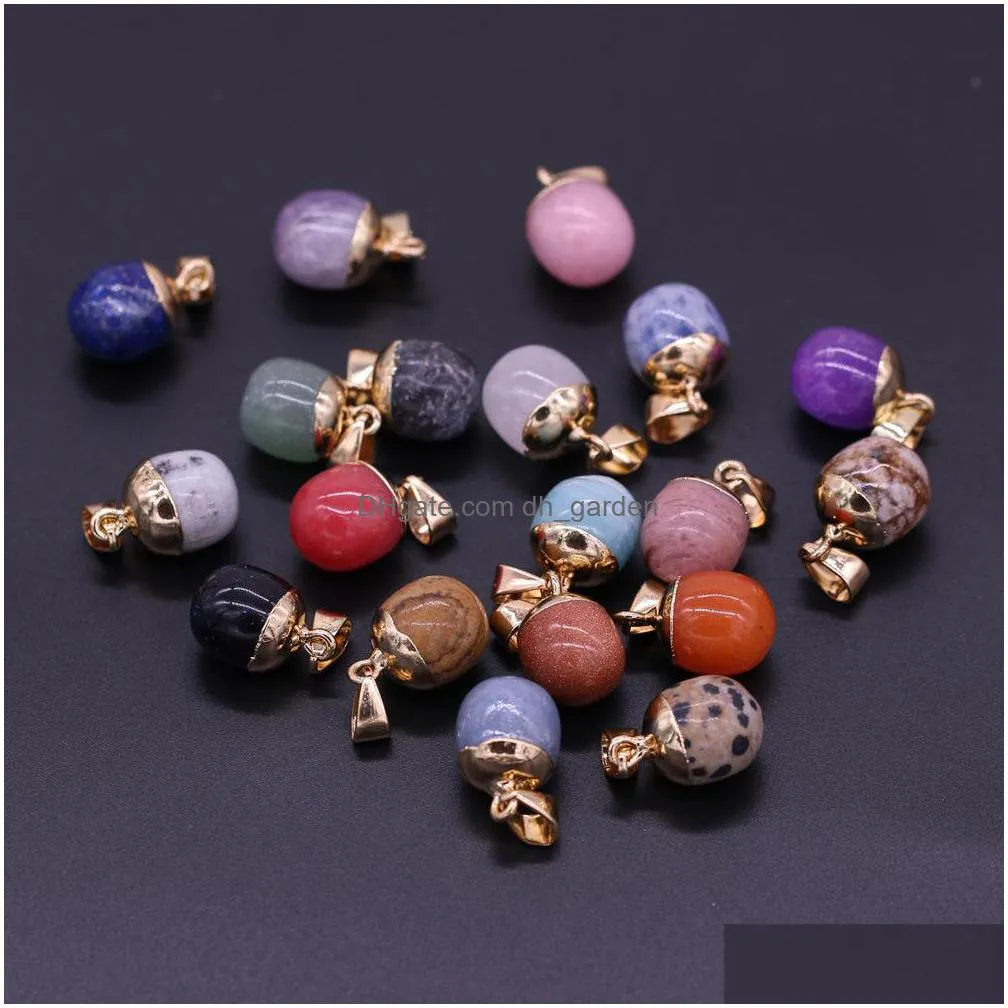 13x18mm semiprecious stone ball charms quartz healing reiki crystal pendant diy necklace earrings women fashion jewelry finding