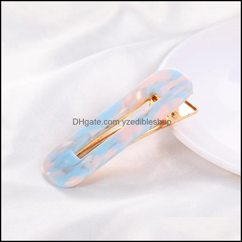  acrylic hairpins fashion women hollow geometric waterdrop shiny tin foil sequins hair clips girls barrettes hair accessories