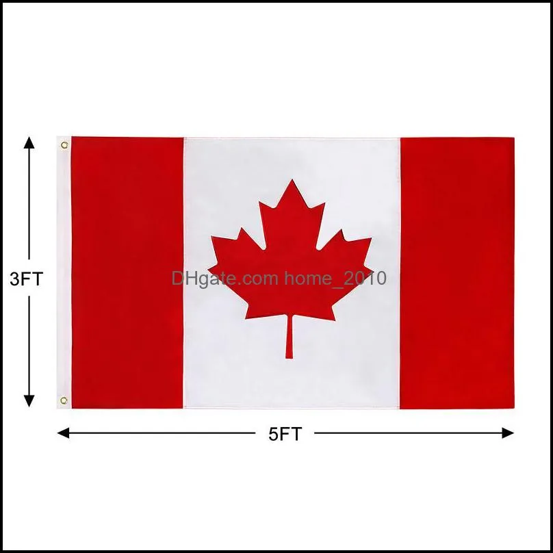 canada flag direct factory wholesale stock 3x5ft 90x150cm polyest for hanging decoration ca can maple leaf banner 3x5 ft canadian flags leaf with brass