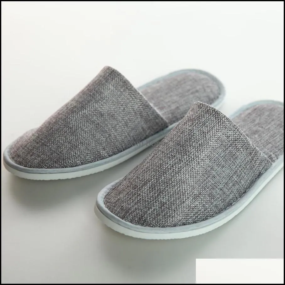 home guest shoes yellow grey comfortable breathable soft disposable slippers el spa antislip cotton linen disposable slippers dh0607