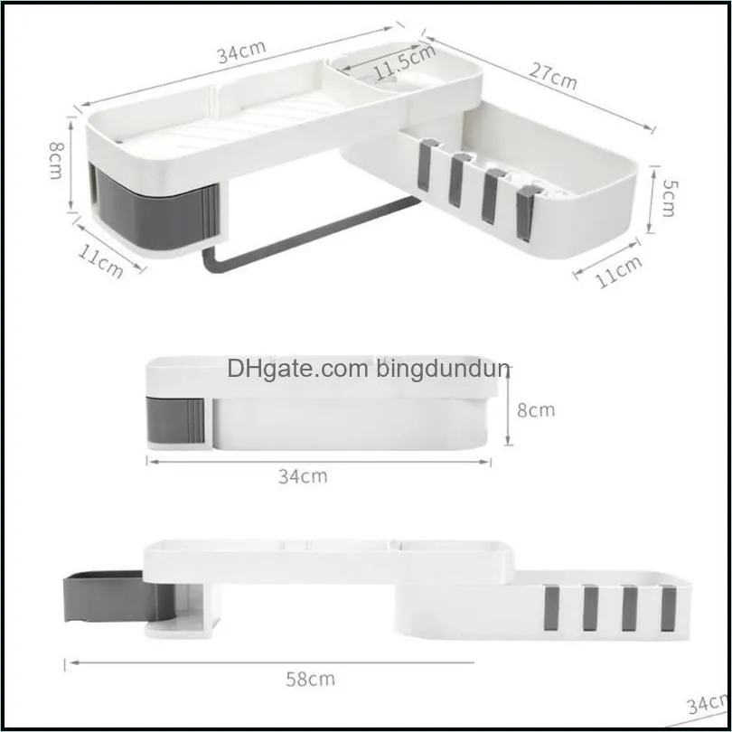 corner shelves hollow carving shower trays adhesive wall holder shampoo home kitchen organizer